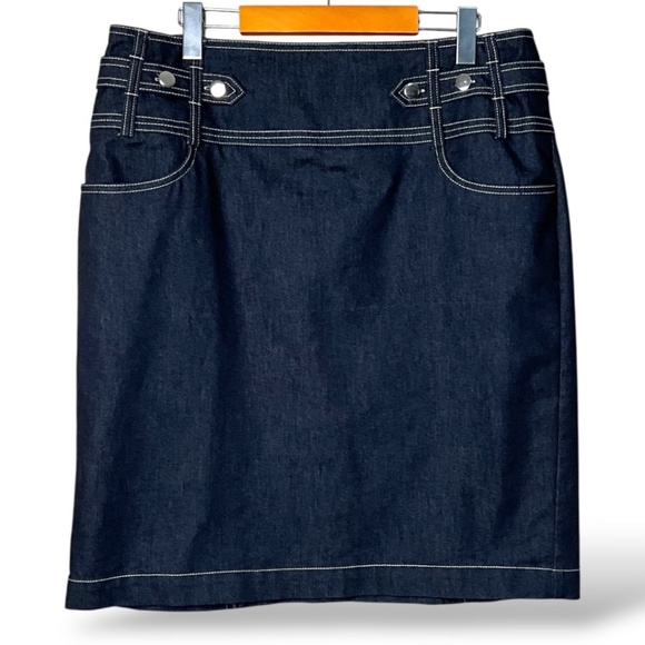 NYCC Cotton Blend Denim Mini Skirt with Stretch Front Pockets US Sz 14 - Picture 3 of 8